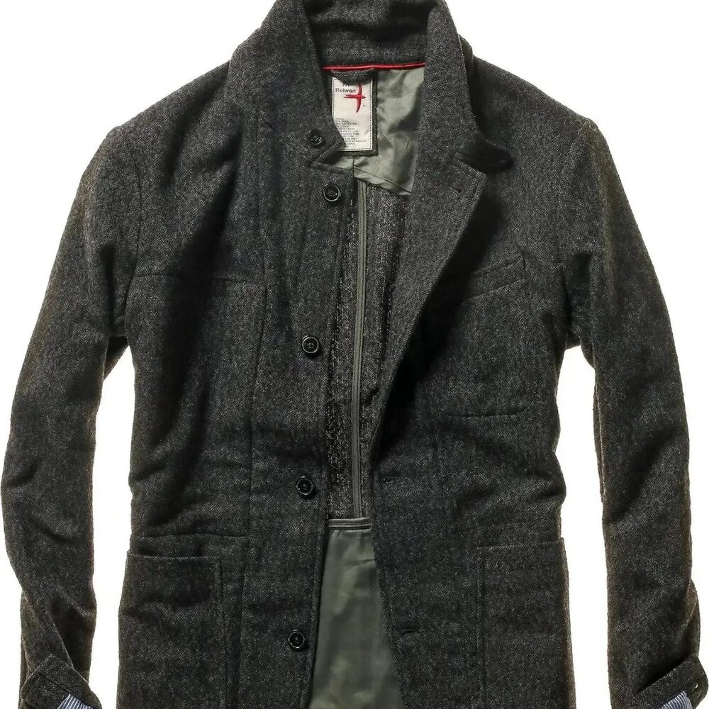 Relwen - Heritage Trap Blazer - Dark Charcoal Herringbone